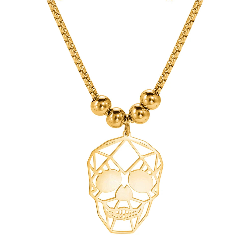 Dreamtimes Vintage Skeleton Pendant Necklaces For Men Women Choker Hollow Mexican Skull Jewelry Halloween Gifts collier femme