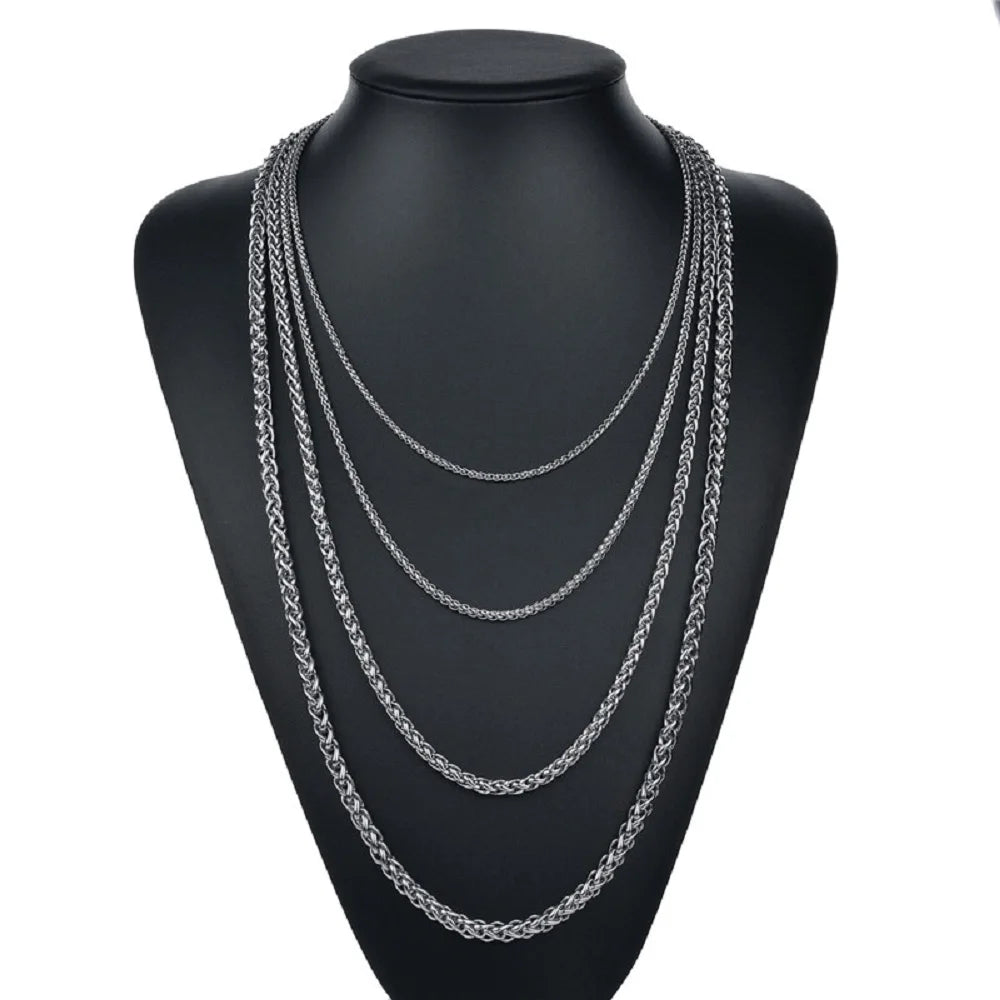 Collier en acier inoxydable 316L avec chaîne à maillons Rolo de 3 mm, couleur or/acier, chaîne longue de 60 cm, fermoir mousqueton, pour hommes et femmes, cadeaux