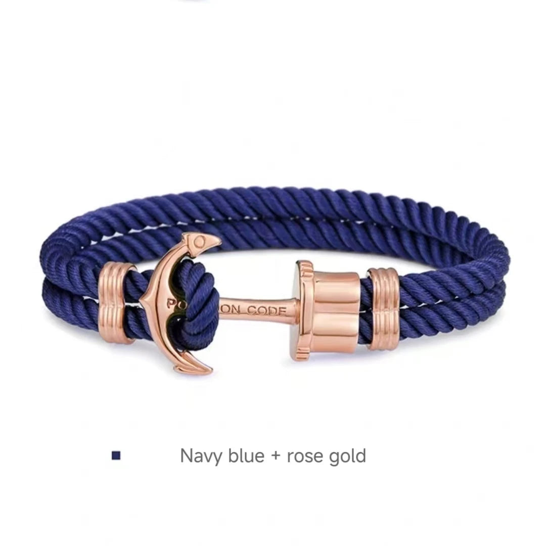 woman Stainless Steel Anchor Bracelet European and American Fashion Couple Bracelet Navy Men Personalized Nylon rope Jewelry