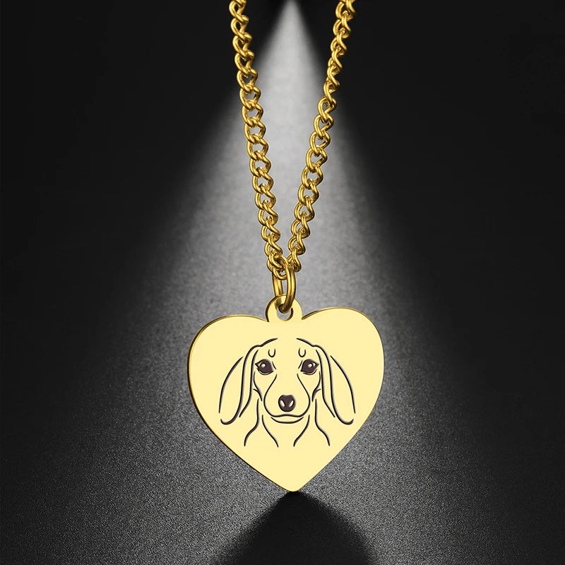 Dreamtimes Cute Pets Dogs Animal Lovely Spotted Dog Heart Pendant Handmade Bulldog Necklace For Women Men Jewelry Accessories