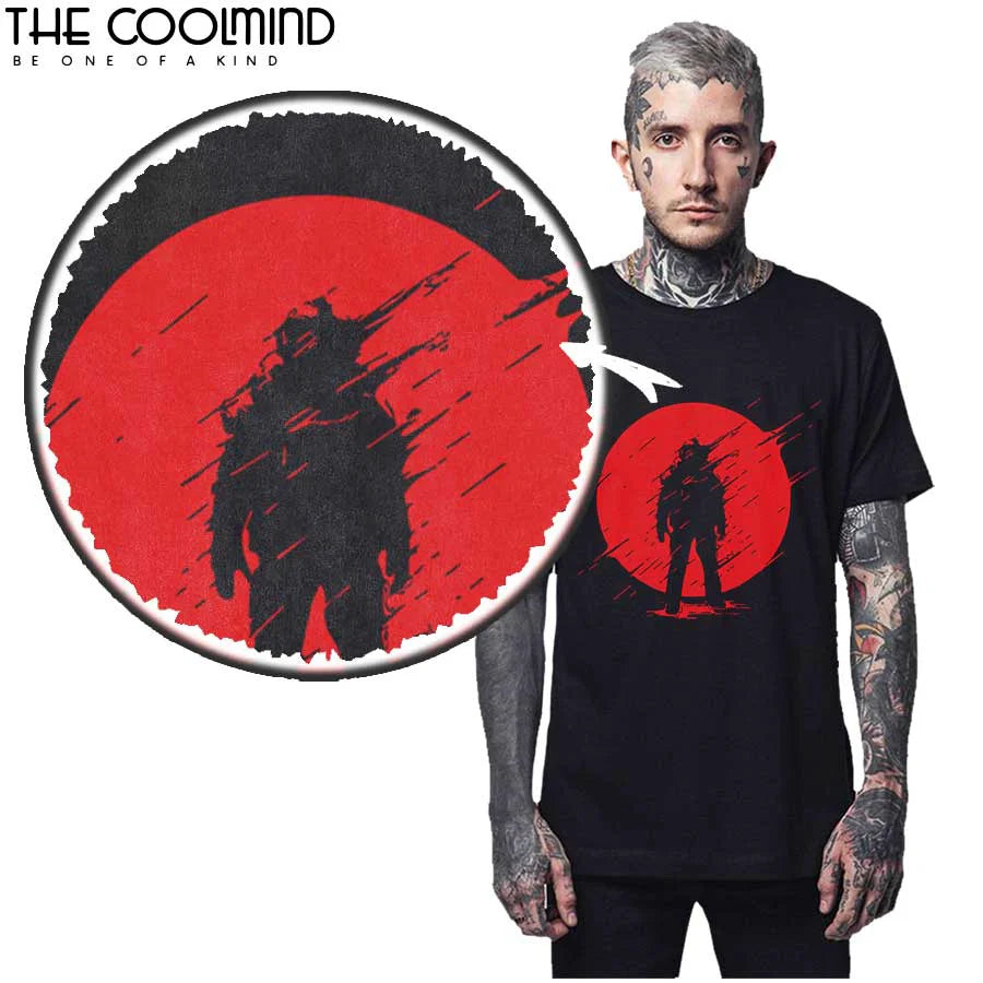 COOLMIND QI0237A 100% algodón moda suelta manga corta cuello redondo hombres camiseta casual estilo callejero suelta verano hombres camiseta