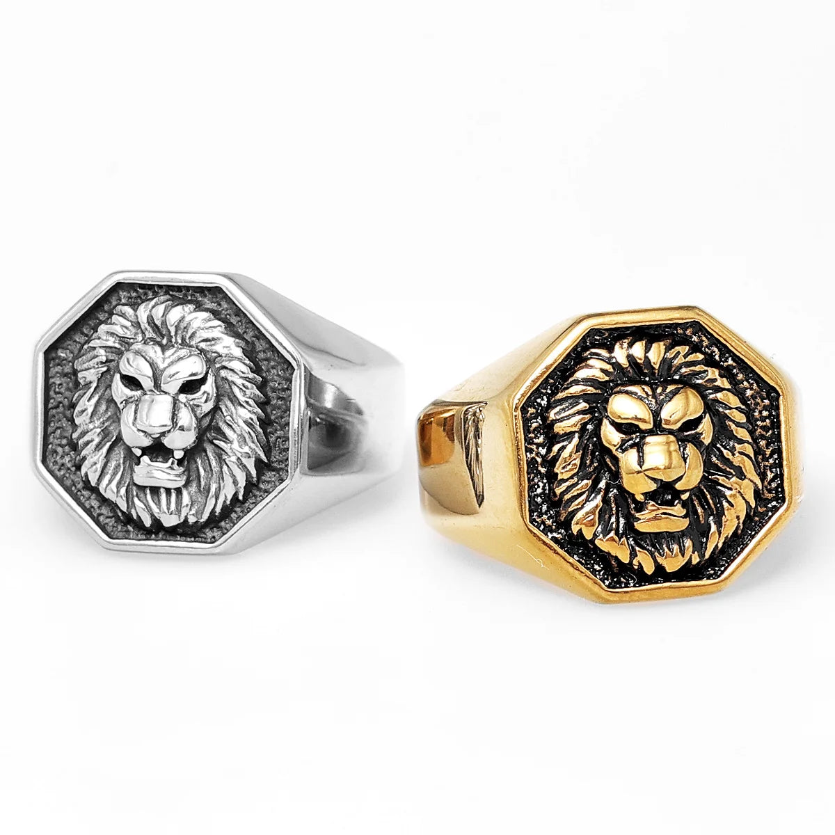 Lion King Animal Stainless Steel Mens Womens Rings Punk Trendy Unique for Couple Male Biker Jewelry Creativity Gift Wholesale