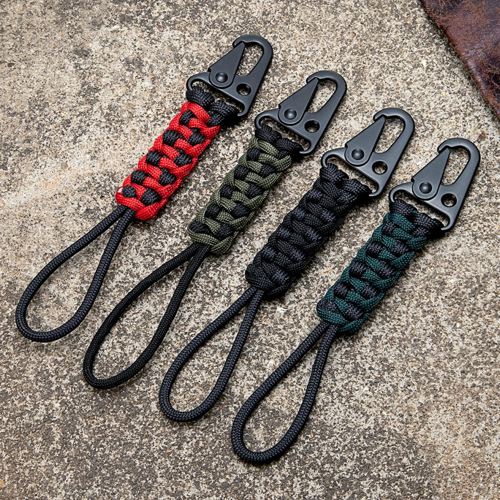 MKENDN Handmade Woven Knot Paracord Keychain Outdoor Rock Climbing Camping Rescue Emergency Survival Rope Metal Key Chains Gifts