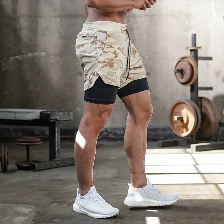 Camo Lauf Shorts Männer Gym Sport Shorts 2 In 1 Quick Dry Workout Training