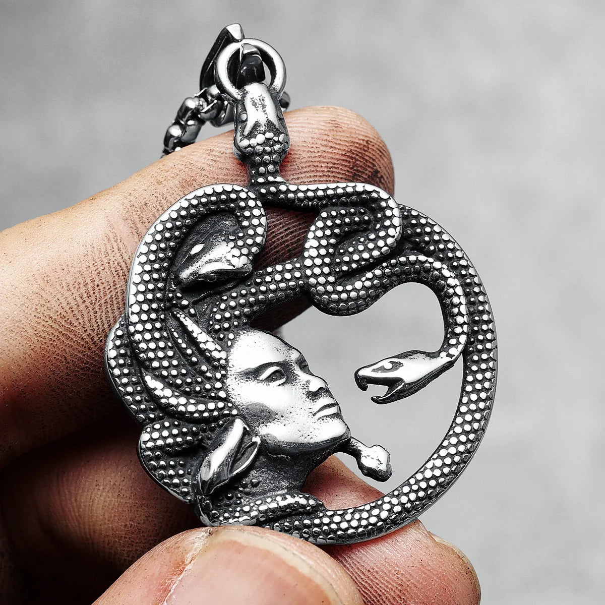 Medusa Snakes Pendants Men Ancient Greek Necklaces 316L Stainless Steel Chains Rap Rock Punk for Friend Male Jewelry Best Gift