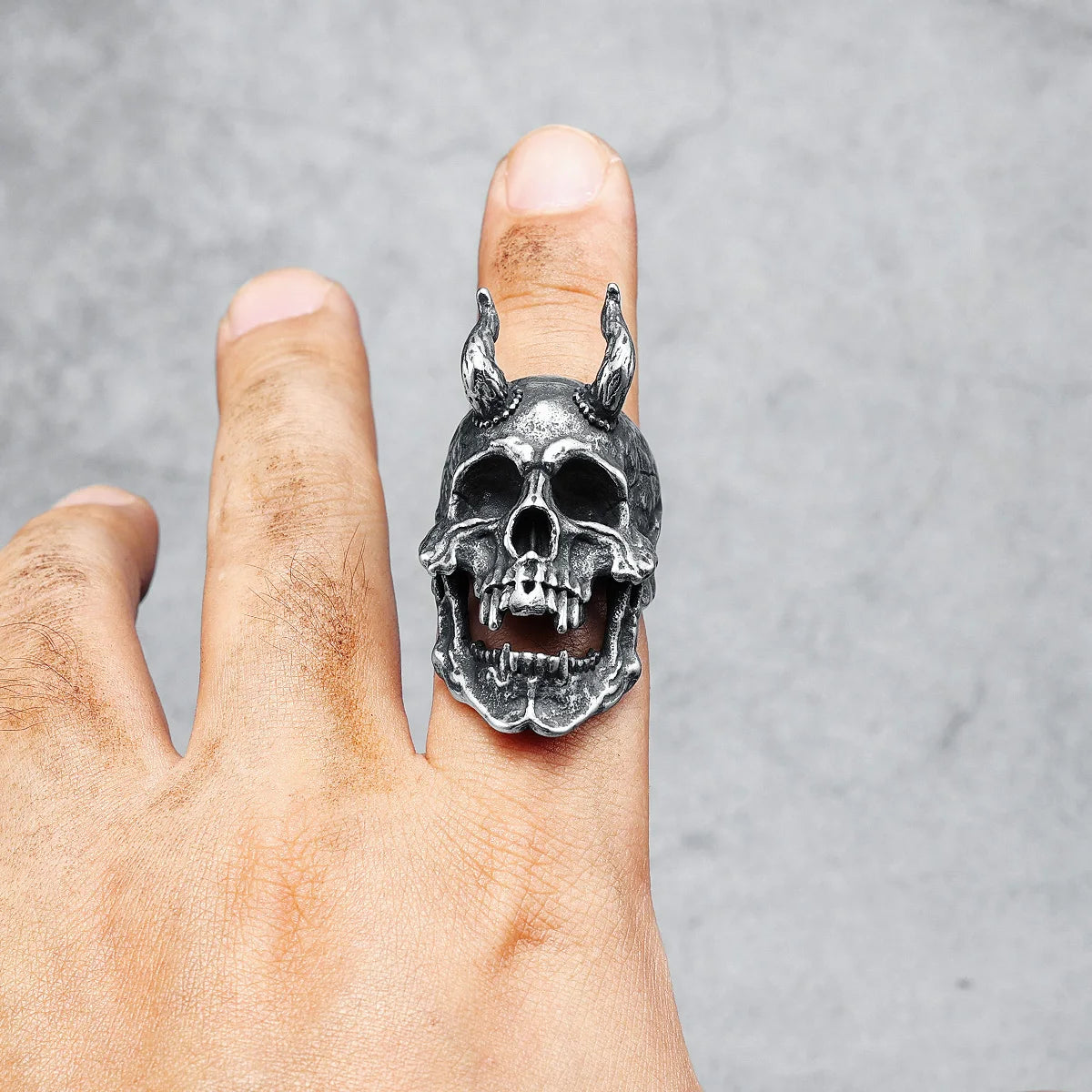 Satanischer Totenkopf-Ring für Männer, 316L Edelstahl, Punk, Hölle, Unhold, Rock, Dämon, Rap-Party für Biker, Fahrer, männlicher Freund, Schmuck, bestes Geschenk