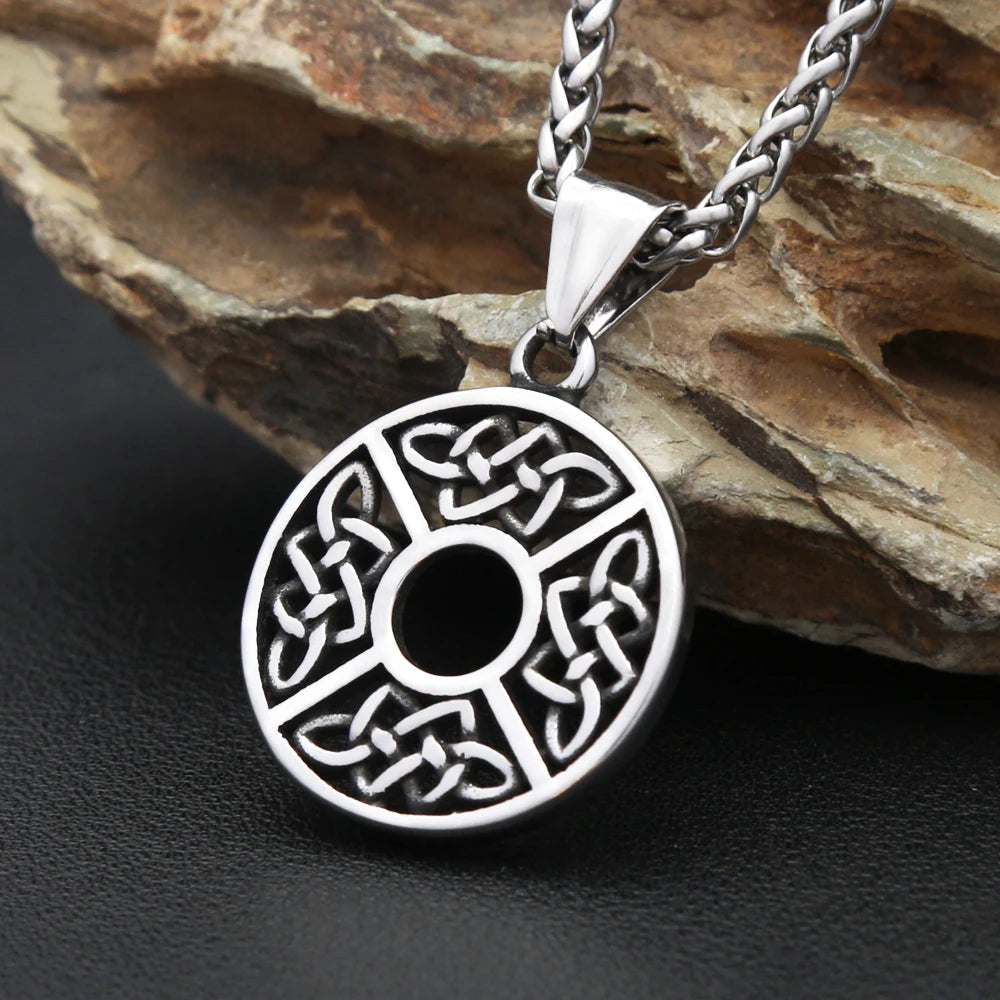 New Hollow Design Vikings Celtic Knots Pendant Necklace 316L Stainless Steel Nordic Amulet Necklaces For Men Women Charm Jewelry