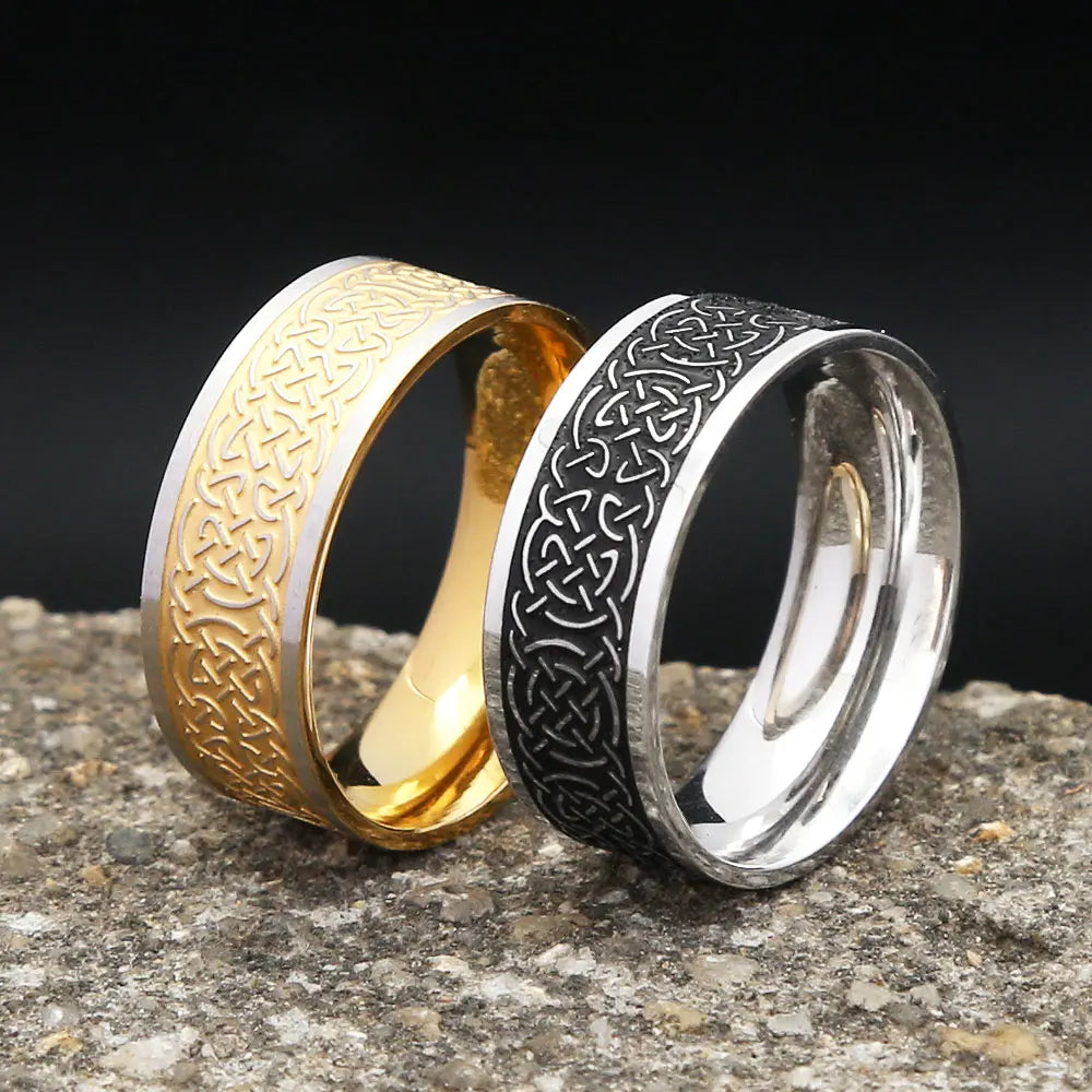 Vintage Stainless Steel Vikings Celtic Knot Rune Ring For Men Women Fashion Simple Nordic Amulet Rings Punk Lucky Jewelry Gifts