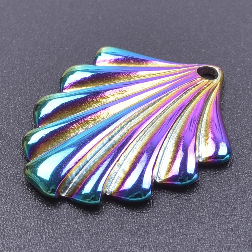 Regenbogen Seestern/Fisch/Muschel Edelstahl Anhänger Charm