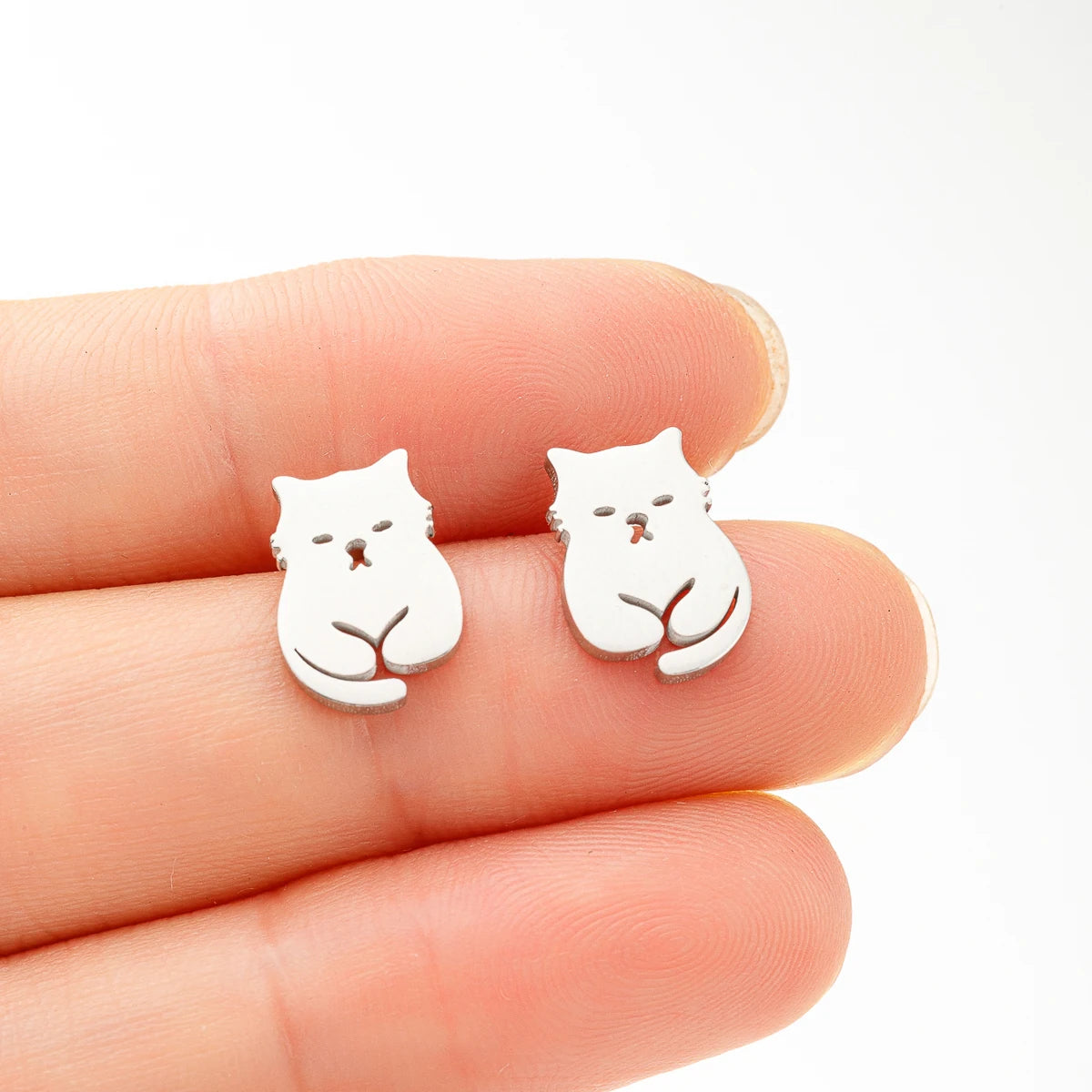 1 Pair Dainty Cat Stud Earrings Stainless Steel Chic Animal Pet Cat Earrings Cute Women Fashion Accessories