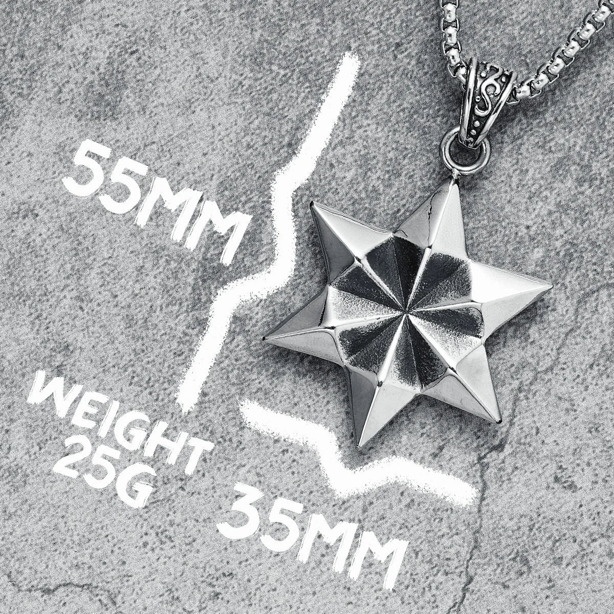 Hexagram Men Necklace Solid Geometry 316L Stainless Steel Pendant Chain Religion Rock Punk Hip Hop for Friends Male Jewelry Gift