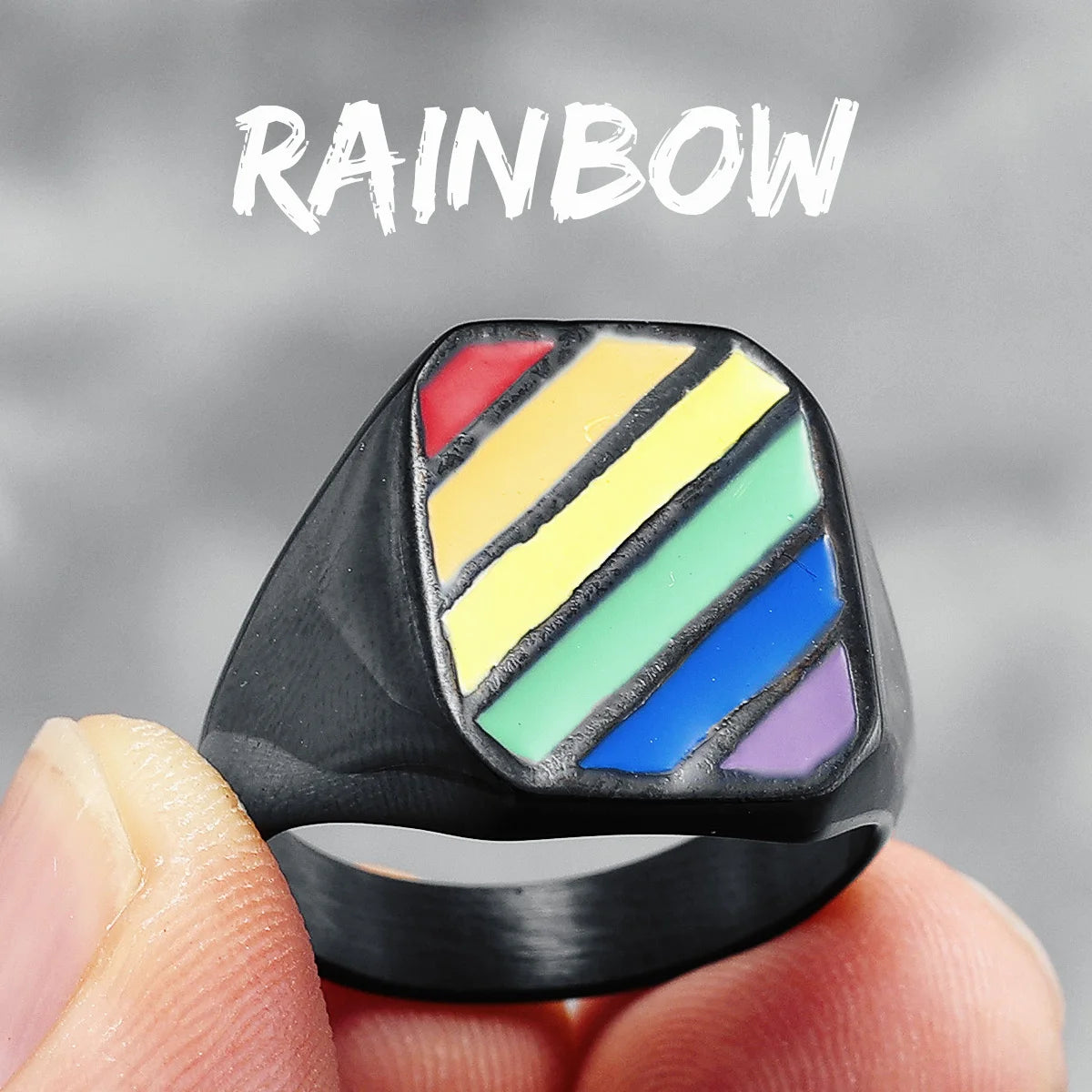 Bague de paix arc-en-ciel en acier inoxydable 316L pour homme et femme, anneau de qualité supérieure, plaqué noir, tendance, pour ami, couple, bijoux, meilleur cadeau