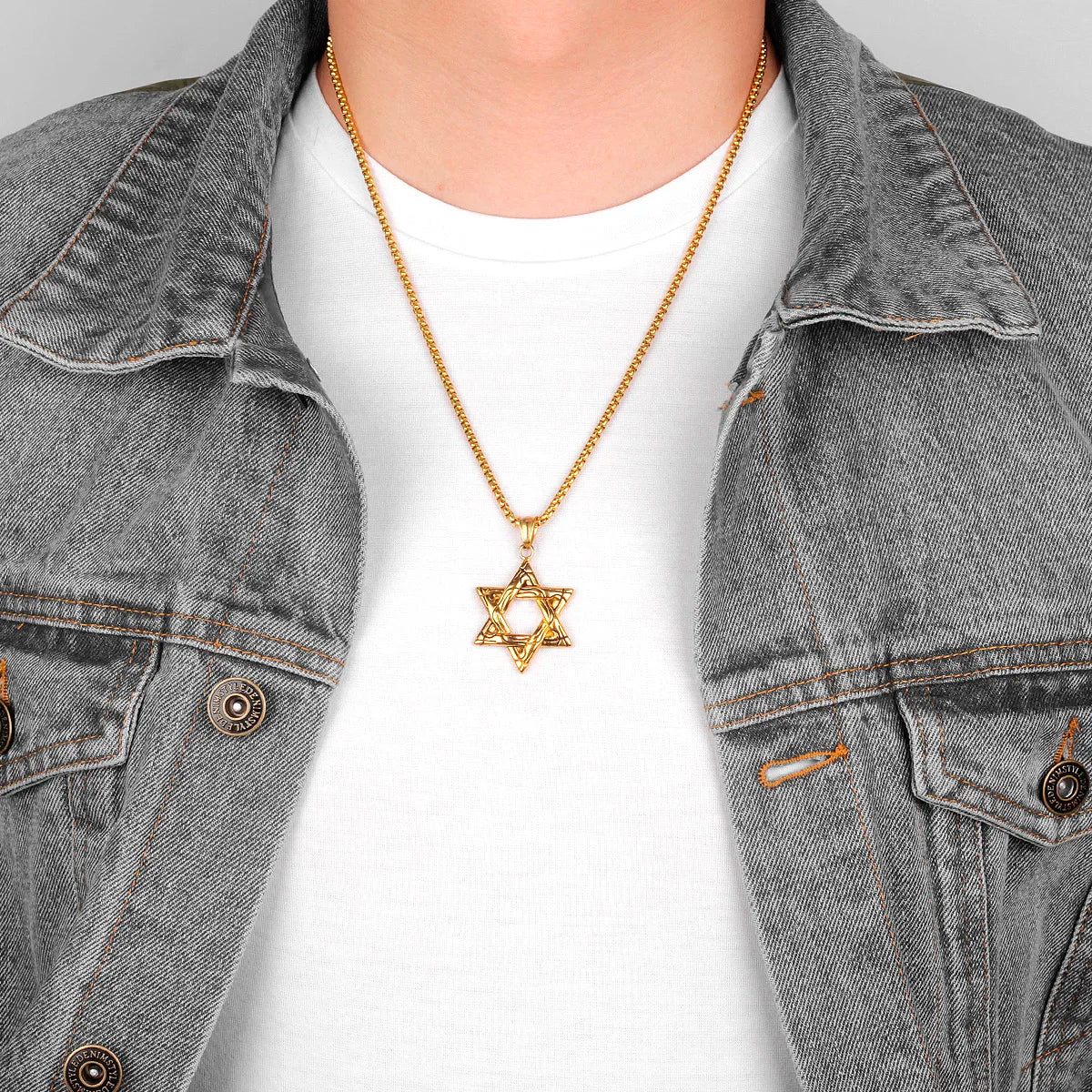 Judaism Hexagram Stainless Steel Men Necklaces Pendants Chain Punk Trendy for Boyfriend Male Jewelry Creativity Gift Wholesale