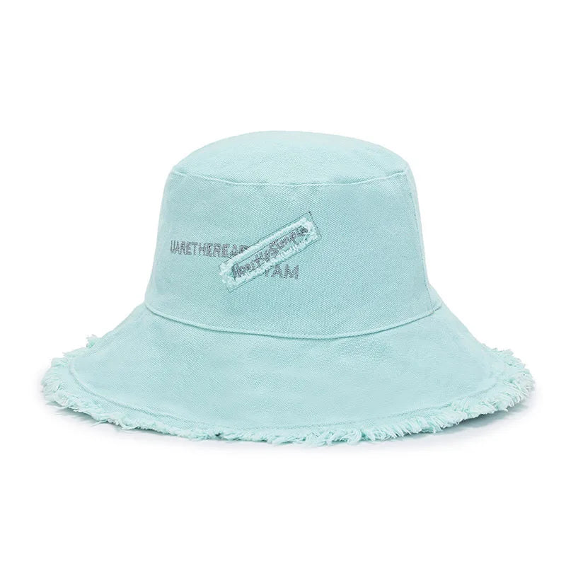 Men's Raw Fringed Bucket Hat Bob Summer Kpop Cloth Label Panama Hat for Women Hip Hop Caps Outdoor Sun Fishing Fisherman Hat