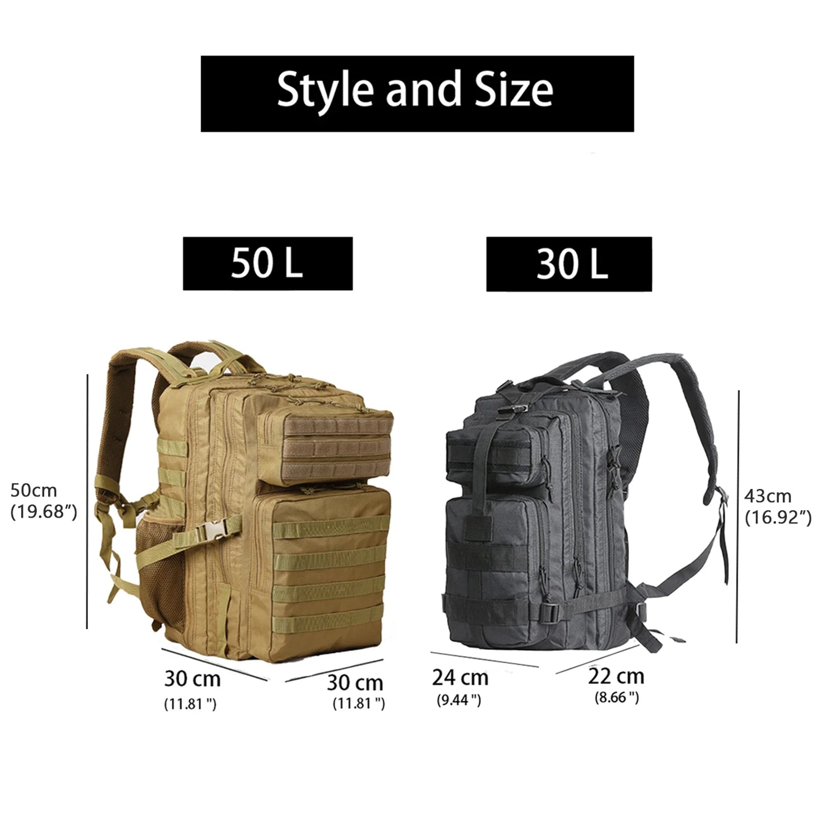 30L/50L Camping Hiking Trekking Outdoor Tactical Backpacks
