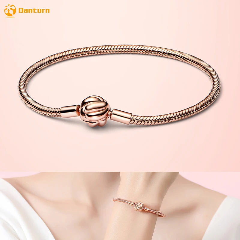 Danturn 925 Silver Heart Infinity Wishbone Heart Blue Disc Fan Clasp Heart T-Bar Multi Snake Chain Bracelets