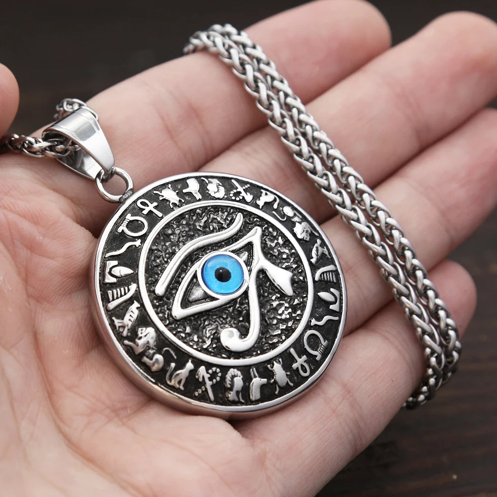 New Vintage Eye of Horus Pendant Necklace For Men Women Stainless Steel Personality Punk Religious Jewelry Gifts Dropshipping