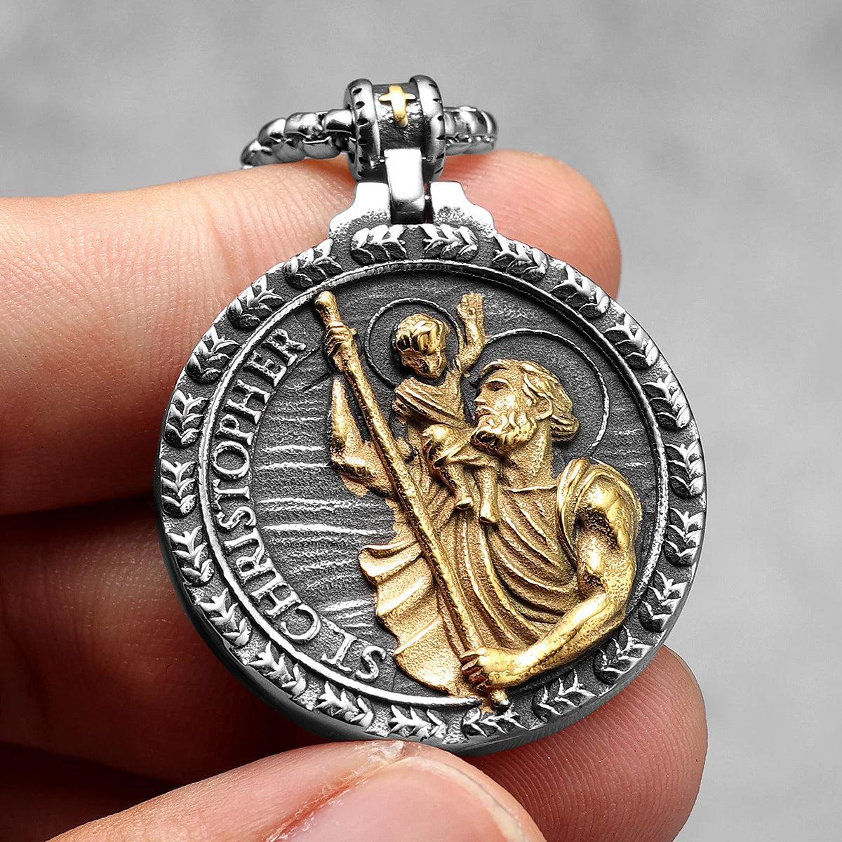 St Christopher Männer Halskette 316L Edelstahl Anhänger Reisenden Kette Amulett Vintage für Männer Schmuck Weihnachtsgeschenk Dropshipping