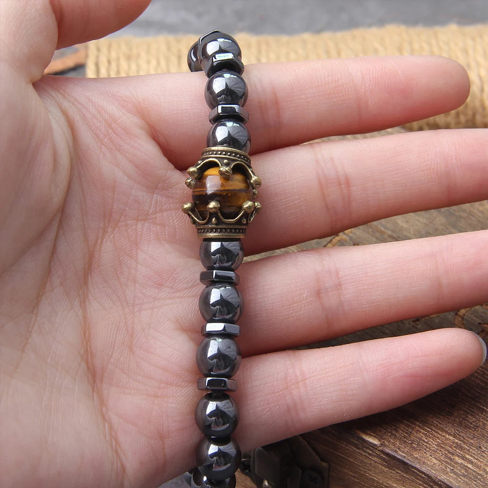 Natural Tiger Eye Bracelets with wooden box
