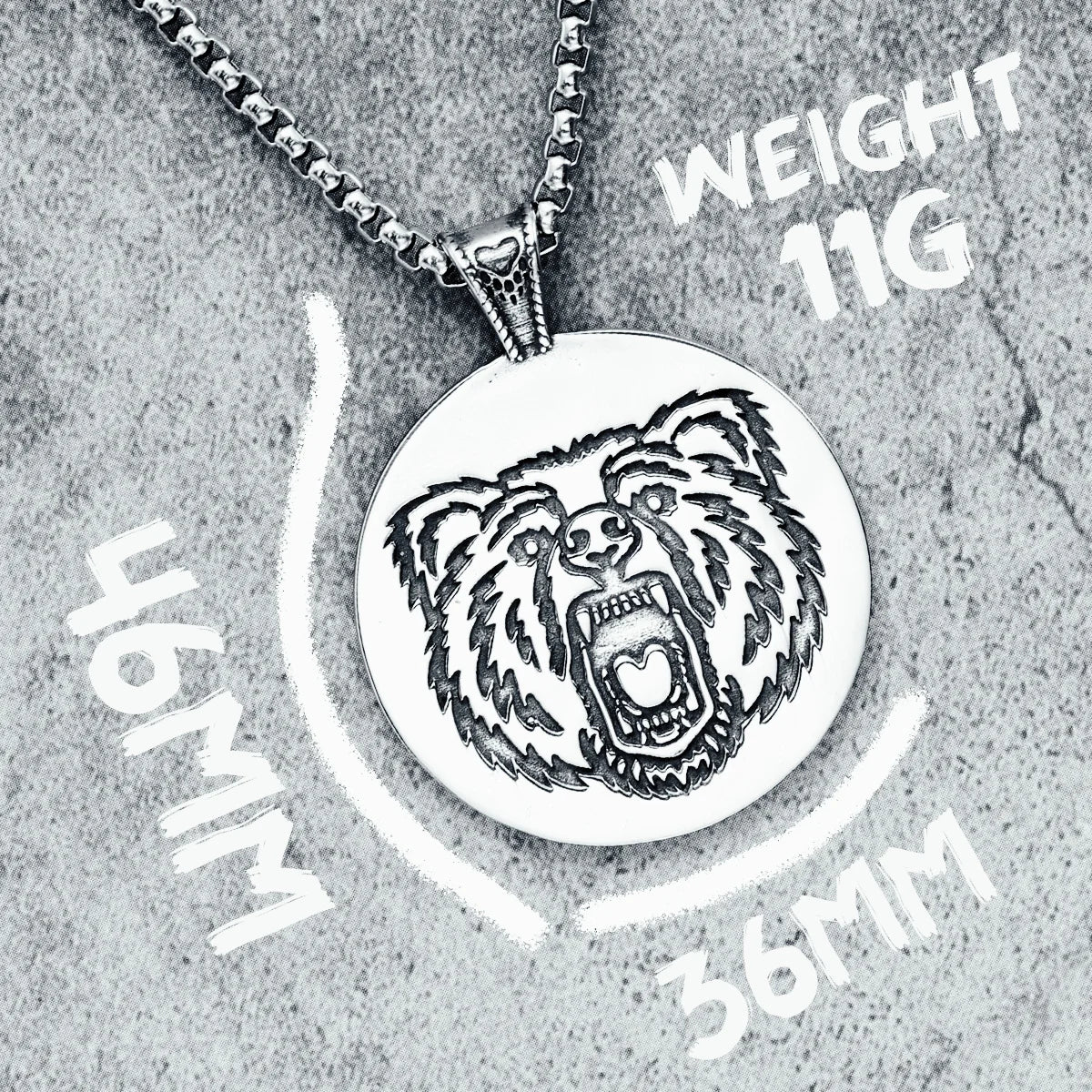 Ferocious Brown Bear Necklaces 316L Stainless Steel Animal Palm Men Pendant Chains Rock Punk for Friend Male Jewelry Best Gift