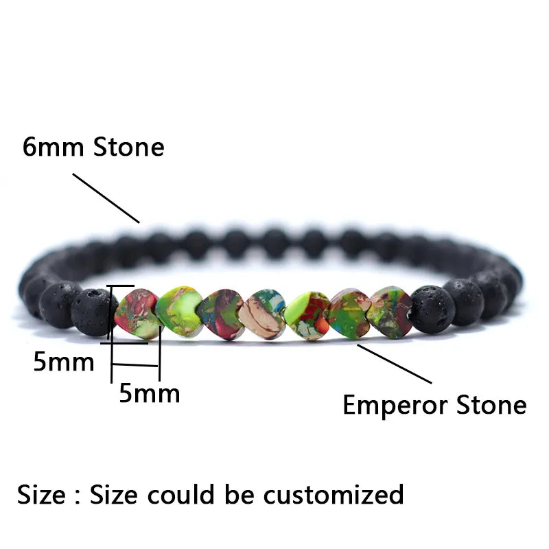 Noter Emperor Stone Bracelet Unisex Heart Square Round Multicolor Beaded Braclet Natural Wooden Braslet Bohemia Jewelry Pulseira