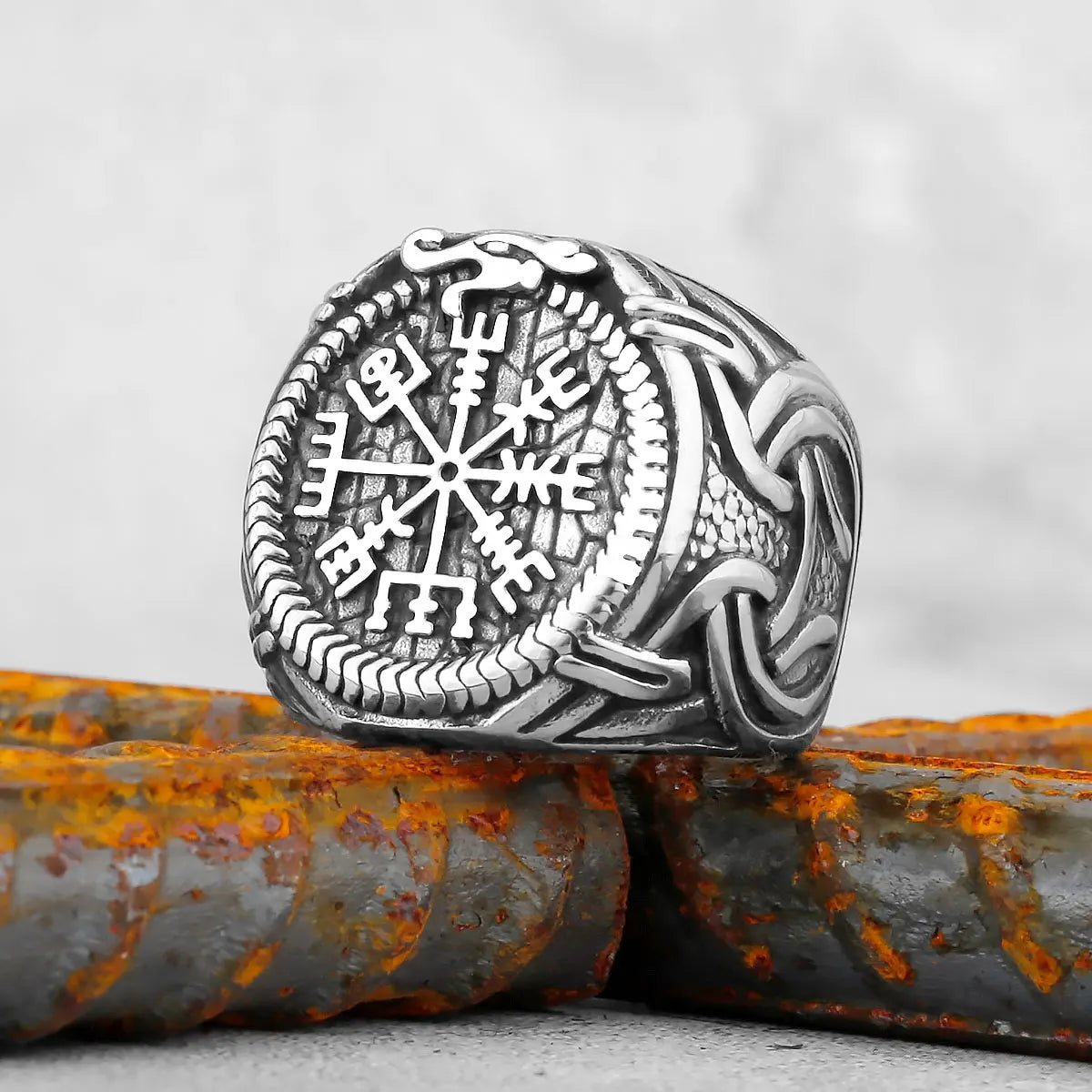 Anillo amuleto vikingo vintage de acero inoxidable con brújula nórdica, runas, anillos para hombres y mujeres, joyería de varios estilos para adolescentes, regalo para novio