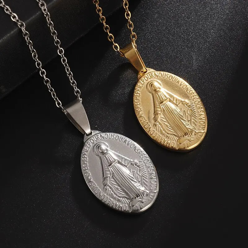 Delicate Our Lady of Guadalupe Medal Pendant Stainless Steel Virgin Mary Necklace Women\\'s Prayer Jewelry Catholic Jewelry Gift