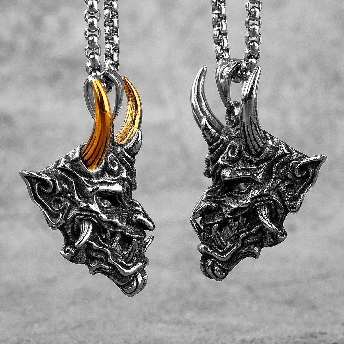 Hannya Mask Stainless Steel Men Ninja Necklaces Bushido Pendant Chain Punk for Boyfriend Male Jewelry Creative Gift Dropshipping