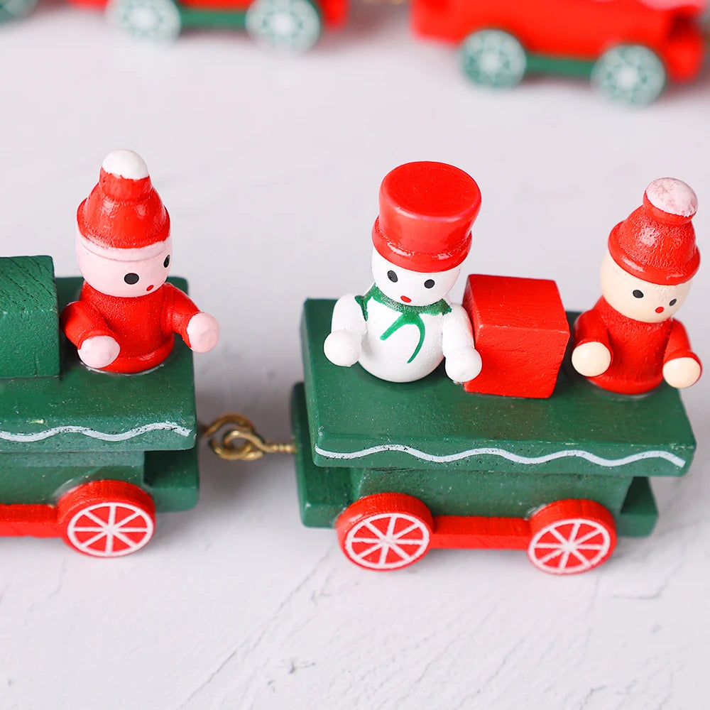 Merry Christmas Wooden Train Ornaments Snowman Gingerbread Decors Train Kids Toys Xmas Gifts Christmas Navidad Party Decorations