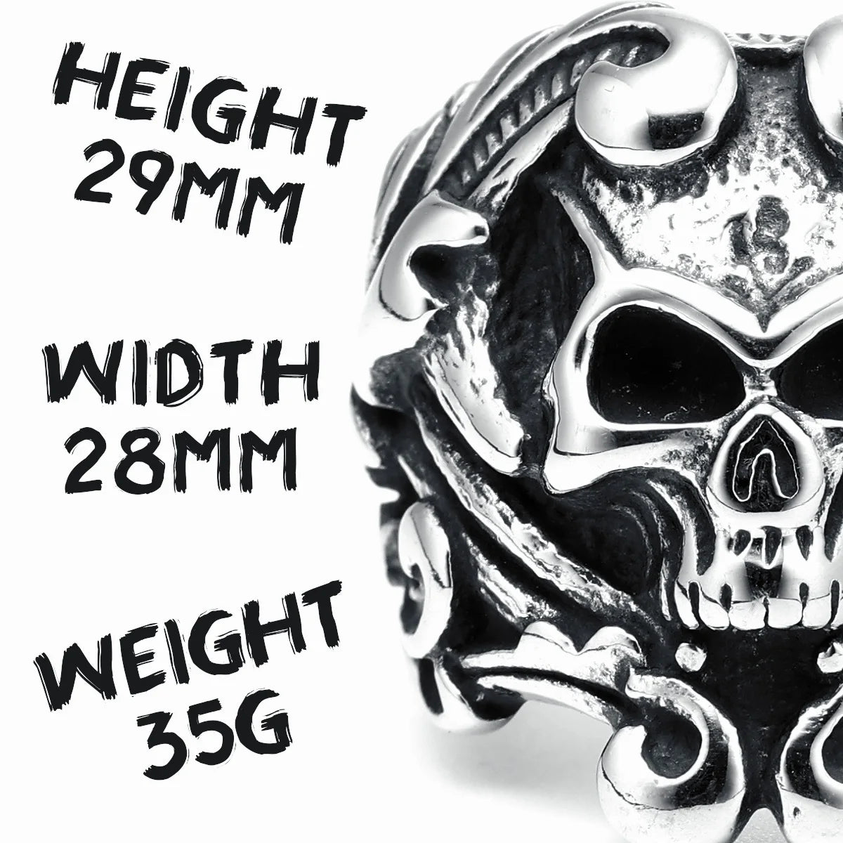 Flower Skull Men Rings 316L Stainless Steel Skeleton Rune Rock Punk Rap HipHop for Biker Rider Male Boyfriend Jewelry Best Gift