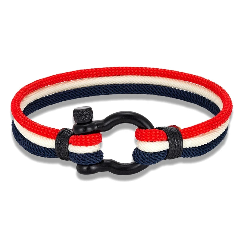 MKENDN Fashion Men Women Argentina Yellow Flag Multilayer Nautical Rope Bracelet Stainless Steel Boat Shackle Clasp Accessories