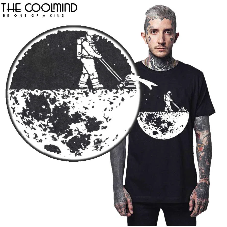 COOLMIND MO0118A Camiseta de manga corta informal de estilo urbano de verano 100 % algodón con cuello redondo para hombre, camiseta holgada y fresca para hombre