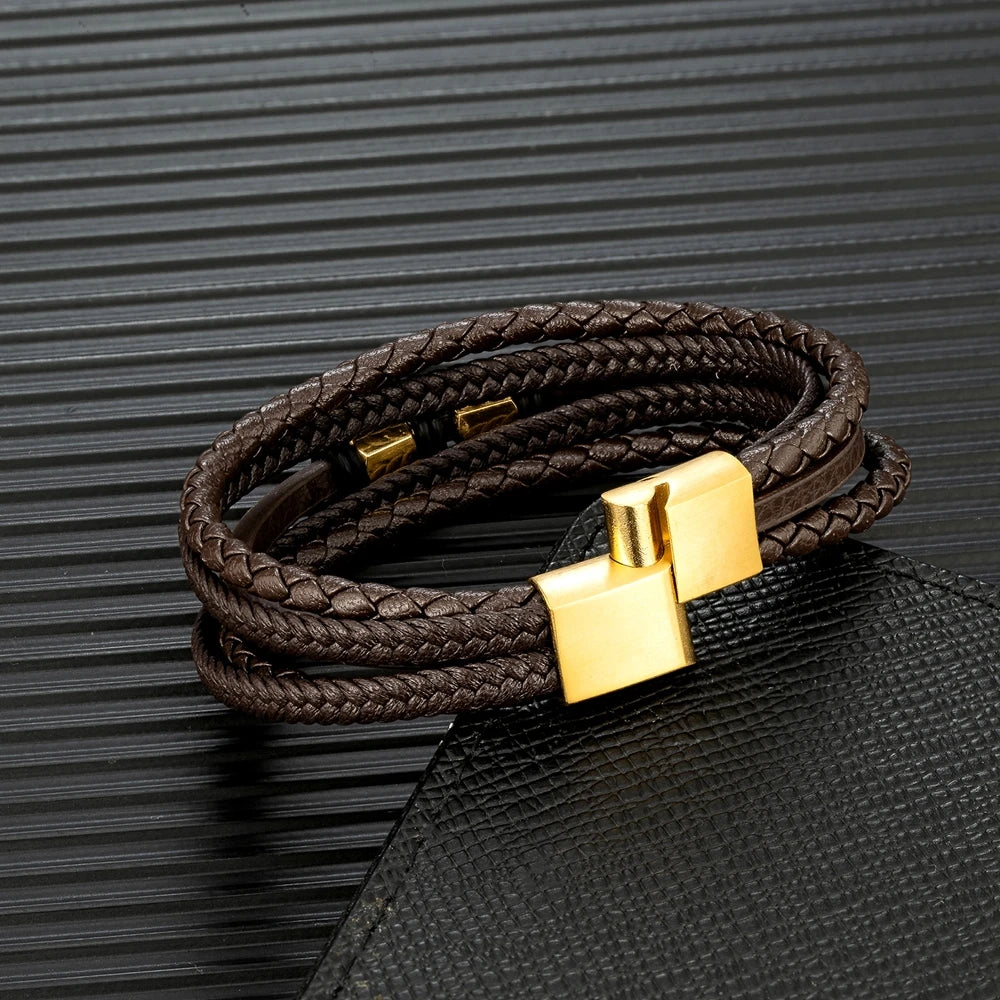 MKENDN Punk Men Jewelry Non-fading Screw Parts Leather Bracelet Fashion Cuff Charm Bracelet for Men Jewelry Street Gifts