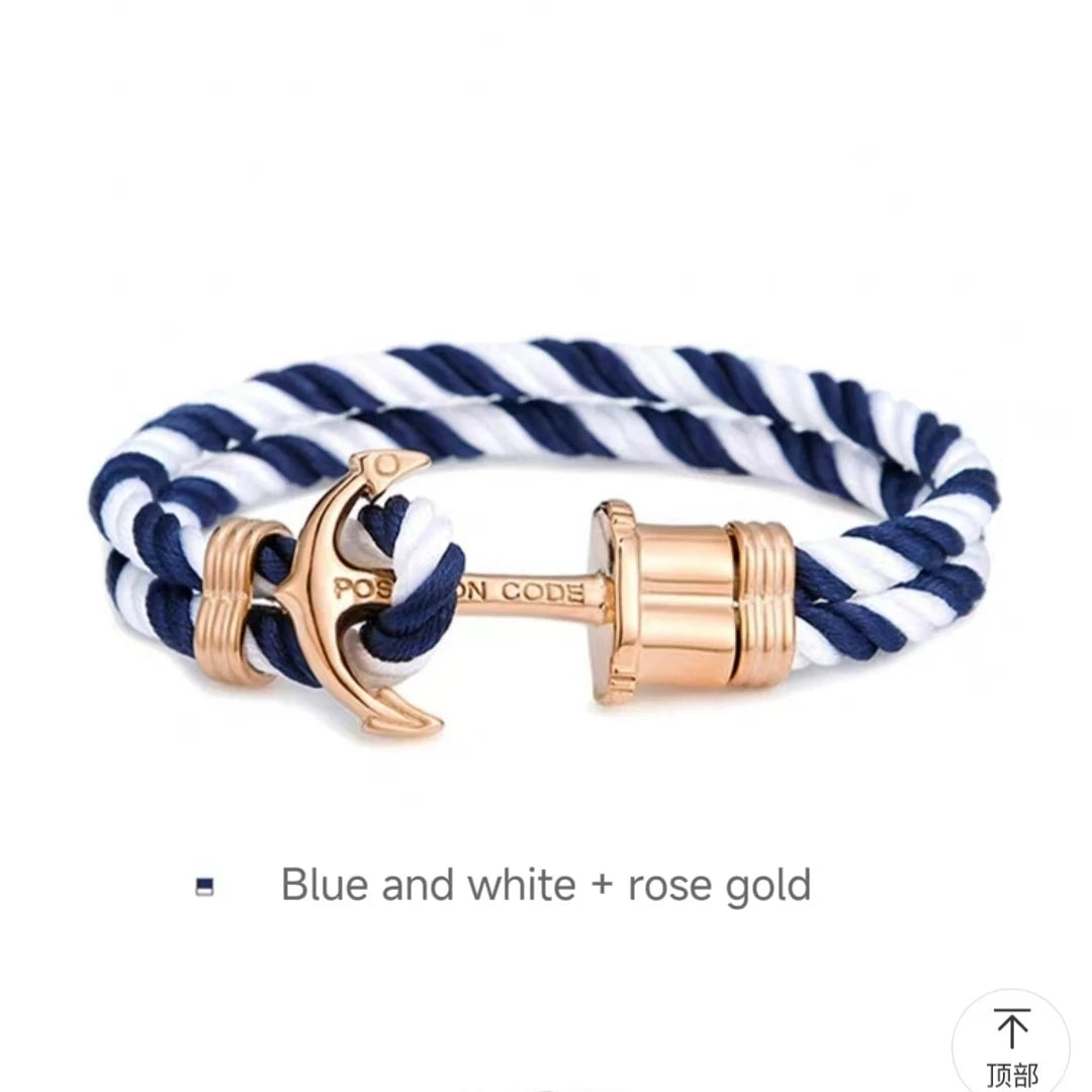 woman Stainless Steel Anchor Bracelet European and American Fashion Couple Bracelet Navy Men Personalized Nylon rope Jewelry