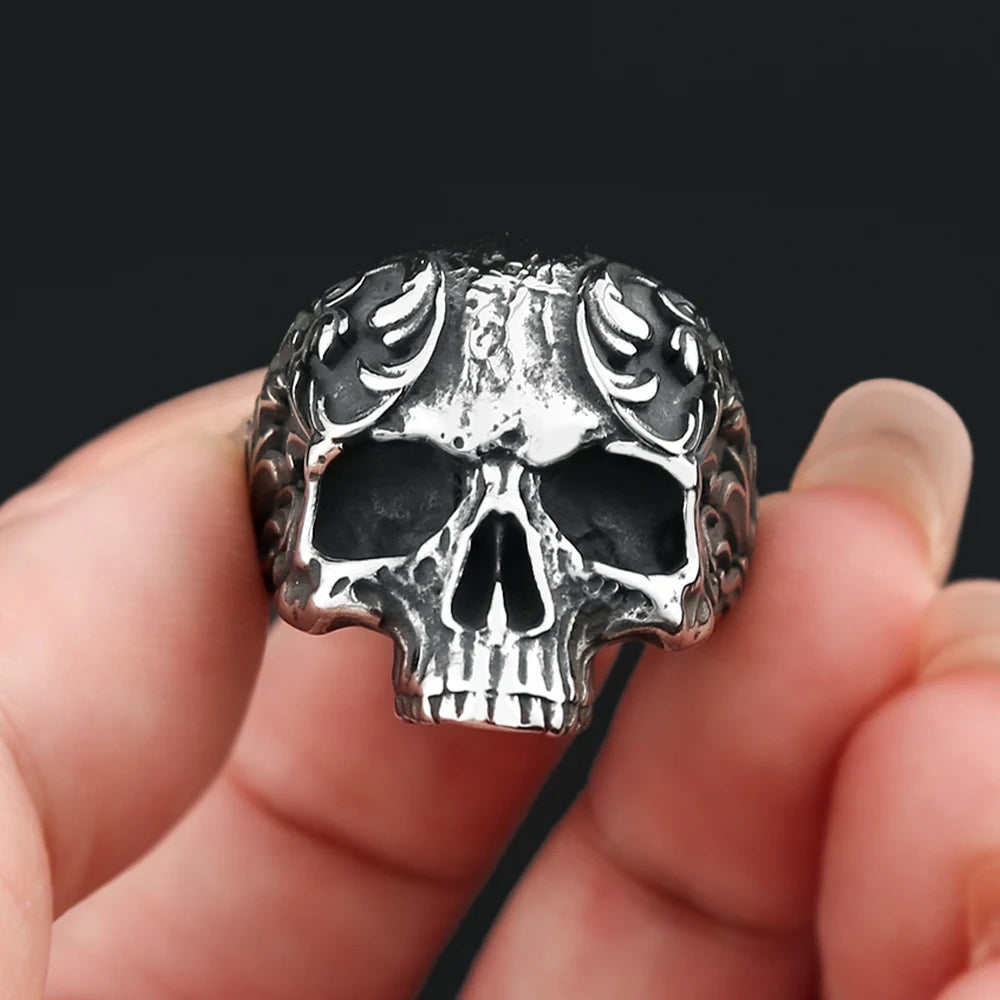 Fashion Vintage Skeleton Ring 316L Stainless Steel Gothic Biker Skull Rings For Men Women Charm Party Jewelry Gifts Dropshipping