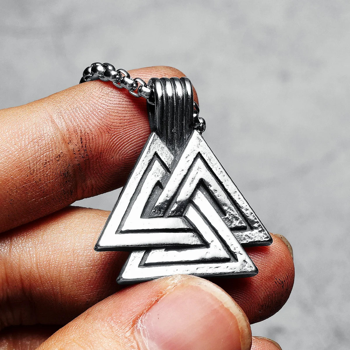 Odin Triangle Men Necklaces 316L Stainless Steel Nordic Mythology Viking Pendant Chain Punk Rap for Boyfriend Male Jewelry Gift