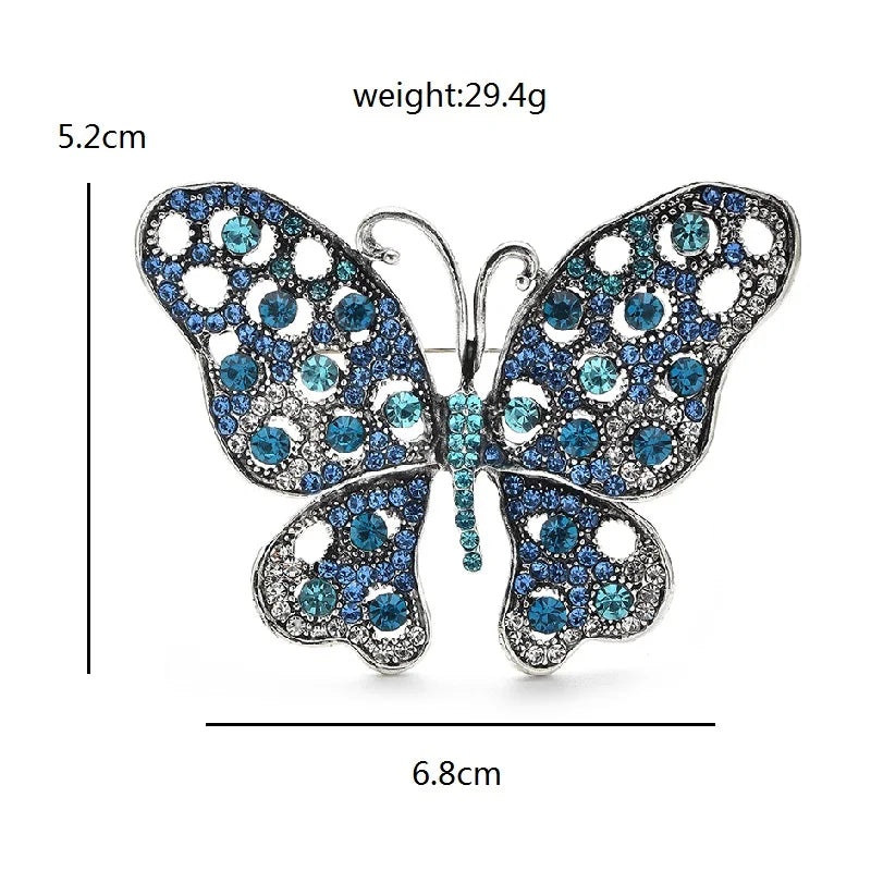 Wuli&baby Beautiful Butterfly Brooches For Women 3-color Shining Rhinestone Insects Party Office Brooch Pins Gifts