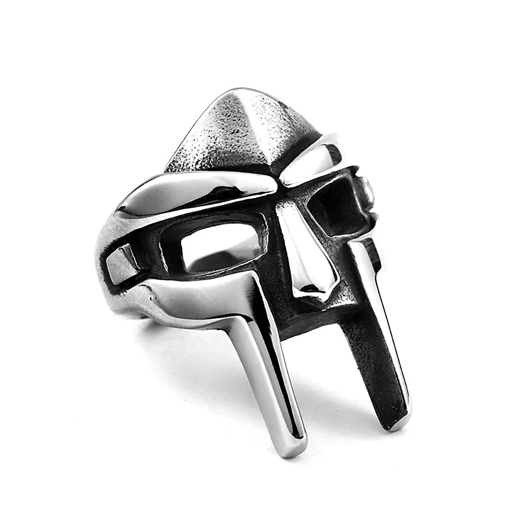 Vintage Classic Goth Hip Hop Mf Doom Mask Rings For Men Boys Punk Egyptian Pharaoh Stainless Steel Ring Fashion Jewelry Gifts