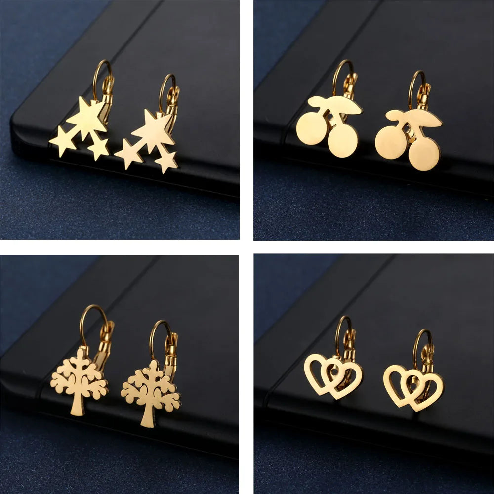 20/30/50Pair/Lot Fashion High Quality Stainless Steel Hoop Earring Love Jewelry For Women Moon Heart Butterfly Mix Style