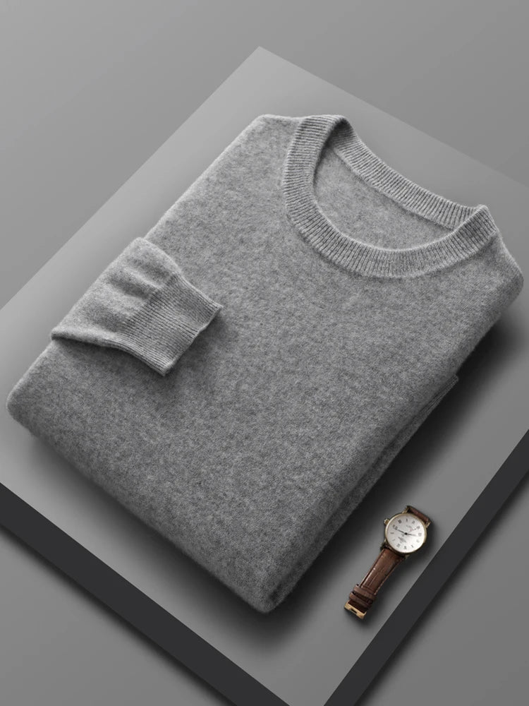 Spring Autumn 100% Merino Wool Pullover Sweater Men O-neck Long Sleeve Cashmere Knitwear Pullover  Female Clothing Grace Tops