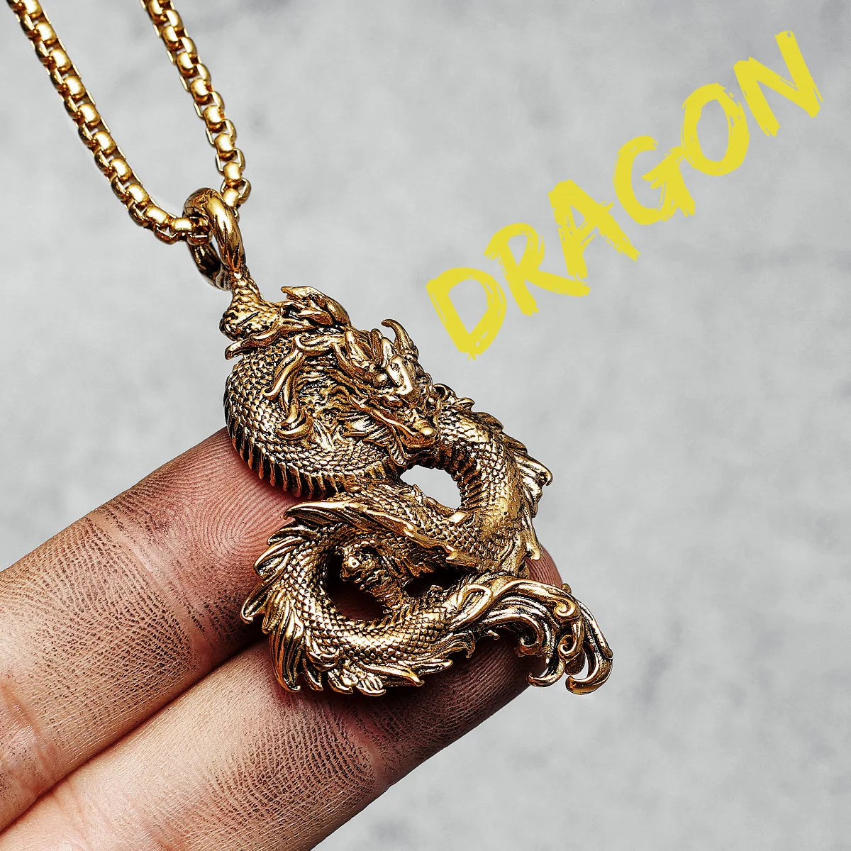 Flying Dragon Necklaces 316L Stainless Steel Retro China Loong Men Pendants Chain Rock Punk for Friend Male Jewelry Best Gift