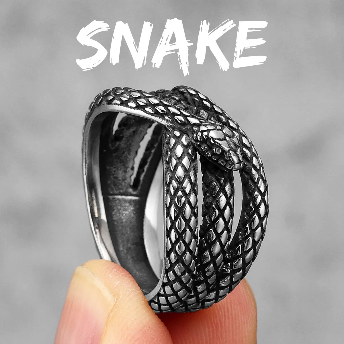 Double Snake Ring 316L Stainless Steel Men Rings Animal Punk Rock for Male Rider Jewelry Accessories Creativity Gift Wholesale