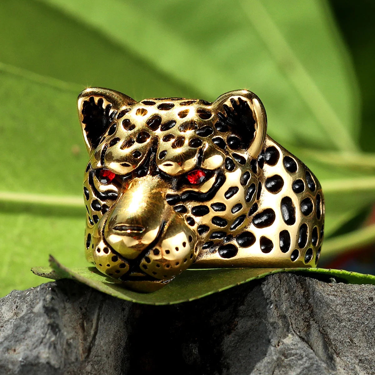 Bague léopard en acier inoxydable pour homme, anneau jaguar, animal sauvage, punk rock, bijoux de fête, accessoires d'halloween, cadeau, vente en gros