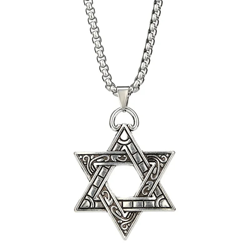 New Fashion Zircon Star of David Pendant Men Women Trend Charm Hexagonal Star Necklace Daily Casual Jewelry Gift