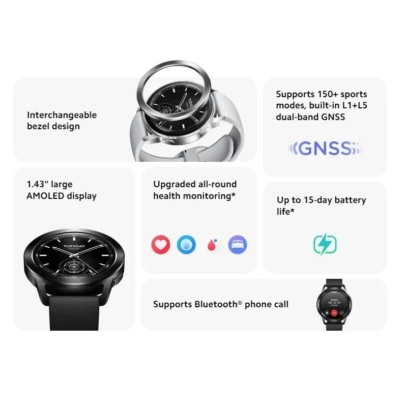 Global Version Xiaomi Watch S3 Smart Watch 1.43" AMOLED Sreen 150+ Sport Modes Blood Oxygen Monitor 5ATM Waterproof