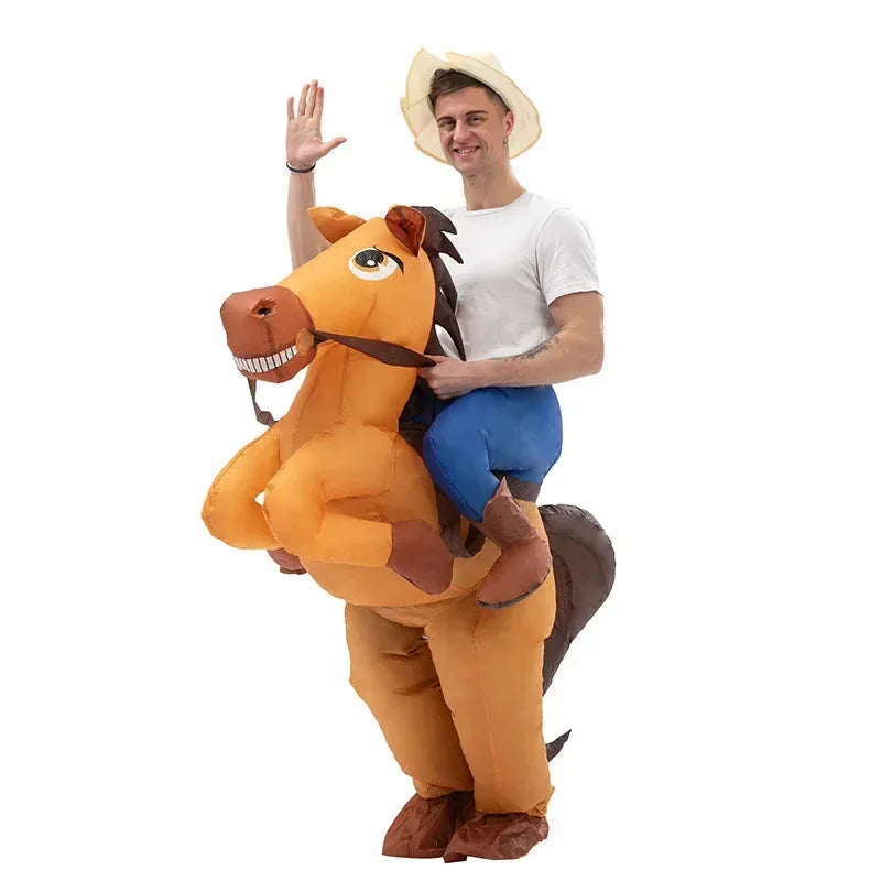 Disfraz inflable de montar a caballo y toro, divertido traje de vaquero y matador español para fiesta de Halloween y cosplay