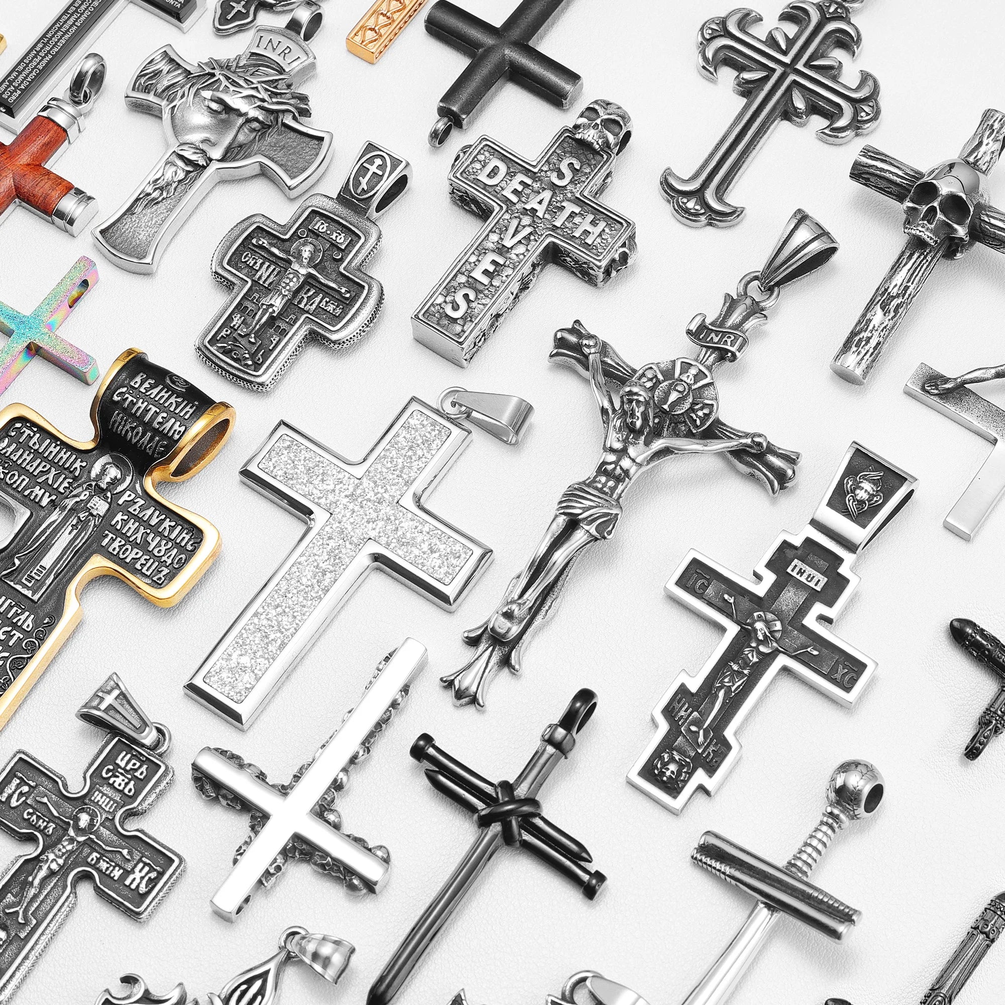 Religion Kreuz Halsketten 316L Edelstahl Männer Einfache Coole Kreuze Anhänger Kette Punk Rock Hiphop für Paar Schmuck Geschenk