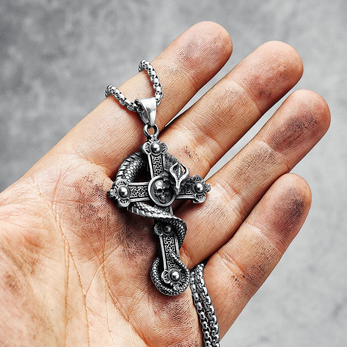 316L Stainless Steel Cross Pendant Dragon Crucifixo Hotico Men Necklace Chain Religion Rock Punk Rap for Biker Male Jewelry Gift