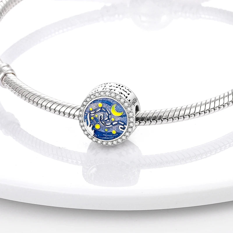 Bunte runde eingelegte CZ Zirkon Charms Perlen passen Original Pandora Armband Anhänger plata de ley 925 Sterling Silber Schmuck Geschenk