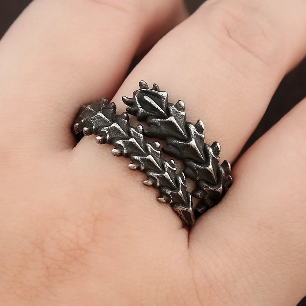 Vintage Gothic Black Dragon Bone Rings For Men Women 316L Stainless Steel Punk Biker Animal Skeleton Ring Fashion Amulet Jewelry